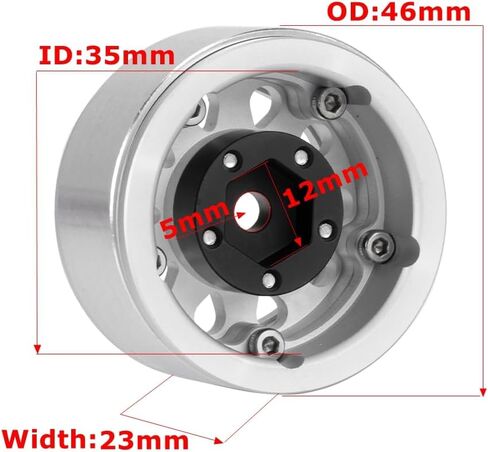 4PCS 1.55 Inch Aluminum Alloy Metal 5Spoke Beadlock Wheel Rim Hubs Replacement Accessory for AX90069 D90 TF2 CC01 Tamiya 1/10 RC Crawler Car Upgrade Parts (Black Blue) in Kuwait