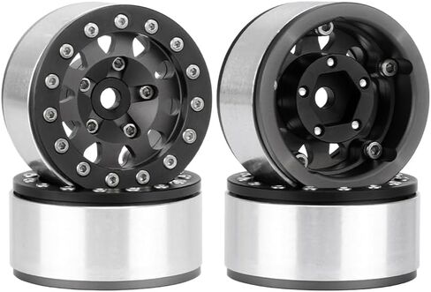 4PCS 1.55 Inch Aluminum Alloy Metal 5Spoke Beadlock Wheel Rim Hubs Replacement Accessory for AX90069 D90 TF2 CC01 Tamiya 1/10 RC Crawler Car Upgrade Parts (Black Blue) in Kuwait
