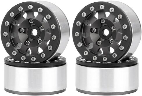 4PCS 1.55 Inch Aluminum Alloy Metal 5Spoke Beadlock Wheel Rim Hubs Replacement Accessory for AX90069 D90 TF2 CC01 Tamiya 1/10 RC Crawler Car Upgrade Parts (Black Blue) in Kuwait