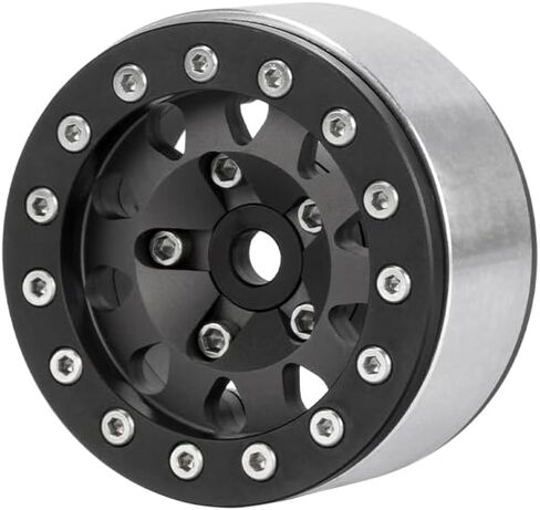 4PCS 1.55 Inch Aluminum Alloy Metal 5Spoke Beadlock Wheel Rim Hubs Replacement Accessory for AX90069 D90 TF2 CC01 Tamiya 1/10 RC Crawler Car Upgrade Parts (Black Blue) in Kuwait