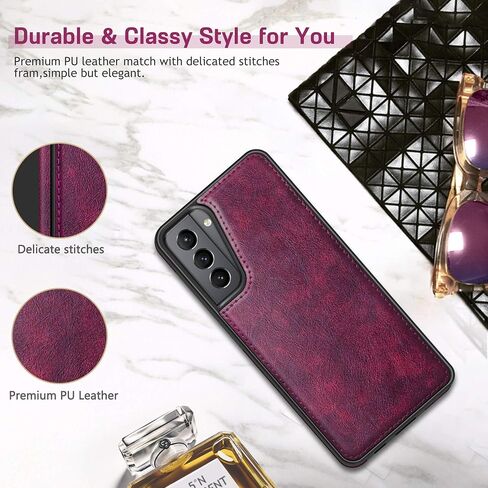 LOHASIC for Galaxy S21 Case 5G, Premium Leather Luxury PU Non-Slip Grip Rugged Bumper Shockproof Full Body Protective Cover Men Women Phone Cases for Samsung Galaxy S21 6.2 inch (2021) - Brown in Kuwait