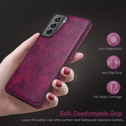LOHASIC for Galaxy S21 Case 5G, Premium Leather Luxury PU Non-Slip Grip Rugged Bumper Shockproof Full Body Protective Cover Men Women Phone Cases for Samsung Galaxy S21 6.2 inch (2021) - Brown in Kuwait