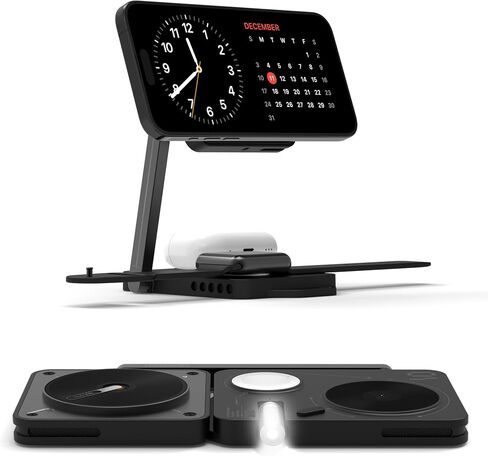 Aulumu MagSafe-Compatible Wireless Charging Stand/Pad | M01 4-in-1 Wireless Charging Station | Qi2 Certified 15W Collapsible Magnetic Wireless Charger for iPhone 16 &Apple Watch/AirPods in Kuwait