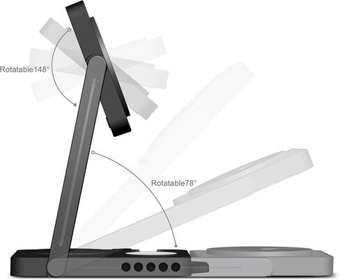 Aulumu MagSafe-Compatible Wireless Charging Stand/Pad | M01 4-in-1 Wireless Charging Station | Qi2 Certified 15W Collapsible Magnetic Wireless Charger for iPhone 16 &Apple Watch/AirPods in Kuwait