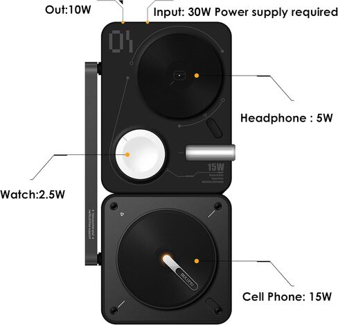Aulumu MagSafe-Compatible Wireless Charging Stand/Pad | M01 4-in-1 Wireless Charging Station | Qi2 Certified 15W Collapsible Magnetic Wireless Charger for iPhone 16 &Apple Watch/AirPods in Kuwait