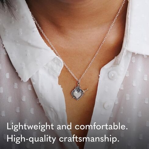 Sterling Silver Necklace - Shadow Box with Bronze Heart Necklace, Silver Jewelry For Women, Dainty Jewelry for Women, Mixed Metal, 18in in Saudi Arabia