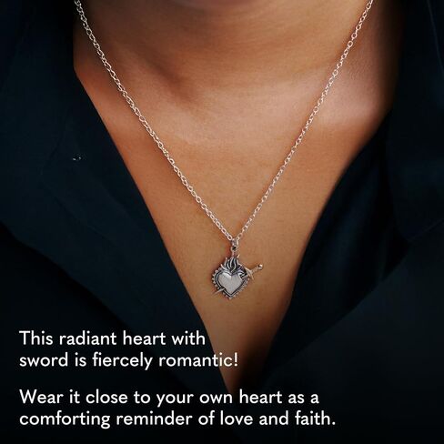 Sterling Silver Necklace - Shadow Box with Bronze Heart Necklace, Silver Jewelry For Women, Dainty Jewelry for Women, Mixed Metal, 18in in Saudi Arabia