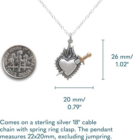 Sterling Silver Necklace - Shadow Box with Bronze Heart Necklace, Silver Jewelry For Women, Dainty Jewelry for Women, Mixed Metal, 18in in Saudi Arabia