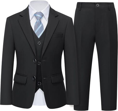YND Boys Formal Slim Fit, 5-Piece Suits for Kids, Jacket Vest Pants Shirt and Tie for Wedding Prom in Kuwait