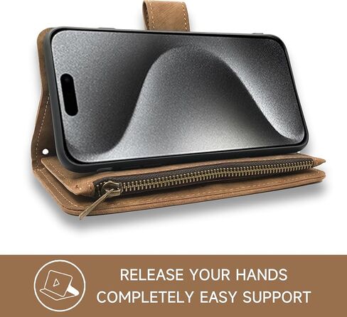 Wallet Case for iPhone 16 Pro 6.3 inch with Wrist Strap Lanyard and Premium Vintage Leather Flip Credit Card Holder Stand Accessories Cell Phone Cover for i Phone16 i16 16Pro Women Men Purple in Kuwait