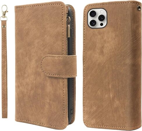 Wallet Case for iPhone 16 Pro 6.3 inch with Wrist Strap Lanyard and Premium Vintage Leather Flip Credit Card Holder Stand Accessories Cell Phone Cover for i Phone16 i16 16Pro Women Men Purple in Kuwait