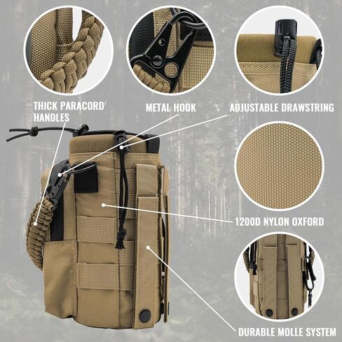 NATURE PIONEOR 64 oz Tactical Water Bottle Pouch, Multi-Function Tactical Water Bottle Bag with Adjustable Shoulder Strap, Molle Water Bottle Holder in Saudi Arabia