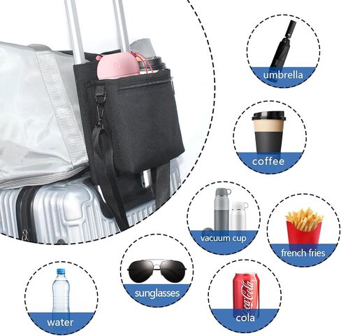 Luggage Cup Holder Free Hand Travel Drink Caddy Luggage Straps for Suitcases add a Bag Fits Roll on Suitcase Handles Gifts for Flight Attendants Travelers Accessories Grey in Saudi Arabia
