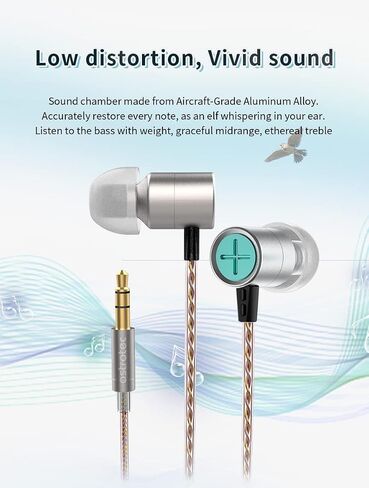 Keephifi in Ear Monitor Headphones Astrotec Vesna IEM ، LCP Diaphragm Noise Displicing Compuds Wired ، 3.5mm in in earphone للألعاب والرياضة والركوب والعمل (Silver No Mic) in Kuwait