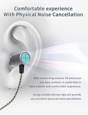 Keephifi in Ear Monitor Headphones Astrotec Vesna IEM ، LCP Diaphragm Noise Displicing Compuds Wired ، 3.5mm in in earphone للألعاب والرياضة والركوب والعمل (Silver No Mic) in Kuwait