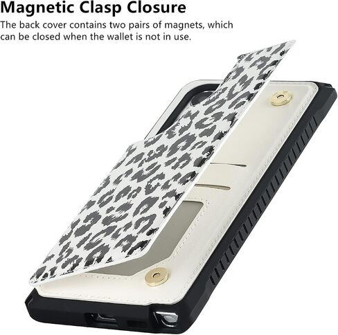 iCoverCase Phone Case for Samsung Galaxy S22 Ultra Case with Card Holder, S22 Ultra Case Wallet for Women Girls, Card Slots Case with Kickstand [RFID Blocking] PU Leather Case (Gray Leopard) in Kuwait