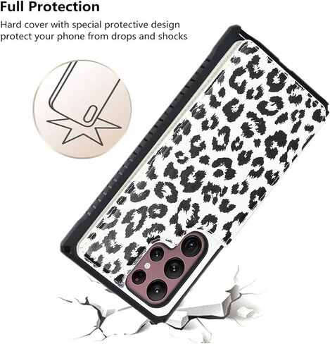 iCoverCase Phone Case for Samsung Galaxy S22 Ultra Case with Card Holder, S22 Ultra Case Wallet for Women Girls, Card Slots Case with Kickstand [RFID Blocking] PU Leather Case (Gray Leopard) in Kuwait
