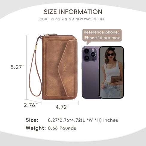 CLUCI Wallet Women RFID Blocking Credit Card Holder Large Capacity Wristlet Purse Multi Card Long Ladies Billfold Denim Blue in Kuwait