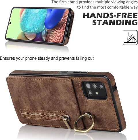 علبة الهاتف ASUWISH لـ Samsung Galaxy A71 5G محفظة مع واقي شاشة زجاجي مقسى وحامل بطاقة RFID SHIPPER RIND STAND SLOT SLOT SLOT SILES A 71 G5 71A S71 WONE MEN RED in Saudi Arabia