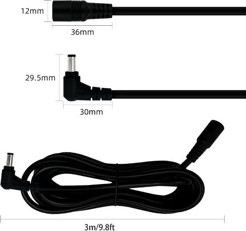 2pcs 1.6ft dc5.5 × 2.1 مم من الذكور إلى أنثى موصل برميل تمديد الطاقة 12 فولت لصالح CCTV Camera Camera DVR in Kuwait