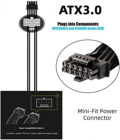 Xiwai Modular Power Supply ATX 12Pin إلى كابل فاصل مزدوج 8Pin و 6Pin لبطاقة رسومات GPU 3080 3090 AX850 AX750 AX650 in Kuwait