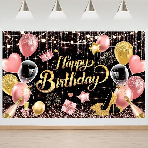 Mocsicka Purple Birthday Backdrop for Woman Glitter Sliver Purple Happy Birthday Party Banner Decorations Women Girl Birthday Party Home Decor 70.8 * 43.3 inch in Kuwait