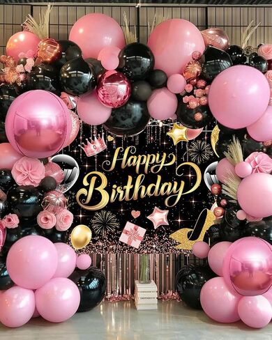 Mocsicka Purple Birthday Backdrop for Woman Glitter Sliver Purple Happy Birthday Party Banner Decorations Women Girl Birthday Party Home Decor 70.8 * 43.3 inch in Kuwait