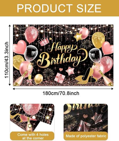 Mocsicka Purple Birthday Backdrop for Woman Glitter Sliver Purple Happy Birthday Party Banner Decorations Women Girl Birthday Party Home Decor 70.8 * 43.3 inch in Kuwait