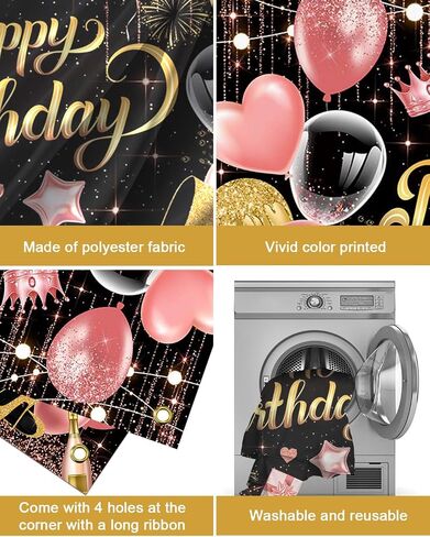 Mocsicka Purple Birthday Backdrop for Woman Glitter Sliver Purple Happy Birthday Party Banner Decorations Women Girl Birthday Party Home Decor 70.8 * 43.3 inch in Kuwait