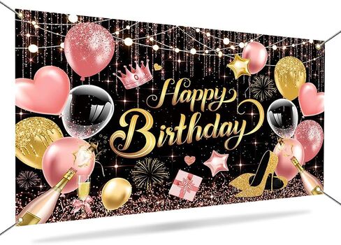Mocsicka Purple Birthday Backdrop for Woman Glitter Sliver Purple Happy Birthday Party Banner Decorations Women Girl Birthday Party Home Decor 70.8 * 43.3 inch in Kuwait