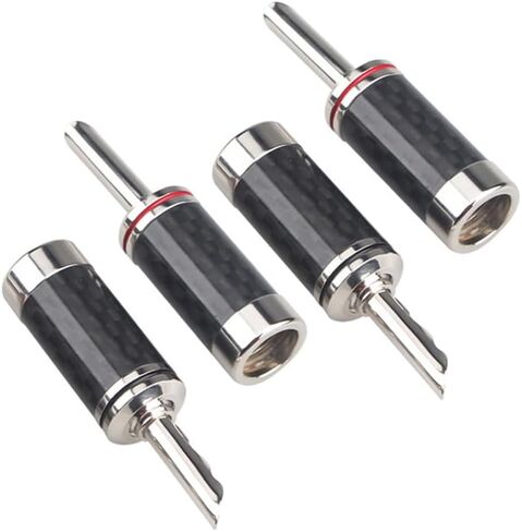 HiFi 4 pcs Gold Plated Pure Copper Speaker Spade Connectors/Plugs, Dual Screw Locking Speaker Fork Y/U Plugs/Connectors, Fork Spade Connectors for Speaker Wire DIY in Kuwait