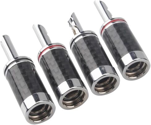 HiFi 4 pcs Gold Plated Pure Copper Speaker Spade Connectors/Plugs, Dual Screw Locking Speaker Fork Y/U Plugs/Connectors, Fork Spade Connectors for Speaker Wire DIY in Kuwait