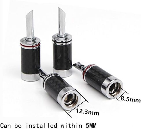 HiFi 4 pcs Gold Plated Pure Copper Speaker Spade Connectors/Plugs, Dual Screw Locking Speaker Fork Y/U Plugs/Connectors, Fork Spade Connectors for Speaker Wire DIY in Kuwait