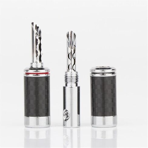 HiFi 4 pcs Gold Plated Pure Copper Speaker Spade Connectors/Plugs, Dual Screw Locking Speaker Fork Y/U Plugs/Connectors, Fork Spade Connectors for Speaker Wire DIY in Kuwait