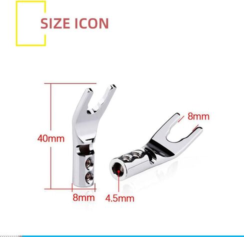 HiFi 4 pcs Gold Plated Pure Copper Speaker Spade Connectors/Plugs, Dual Screw Locking Speaker Fork Y/U Plugs/Connectors, Fork Spade Connectors for Speaker Wire DIY in Kuwait