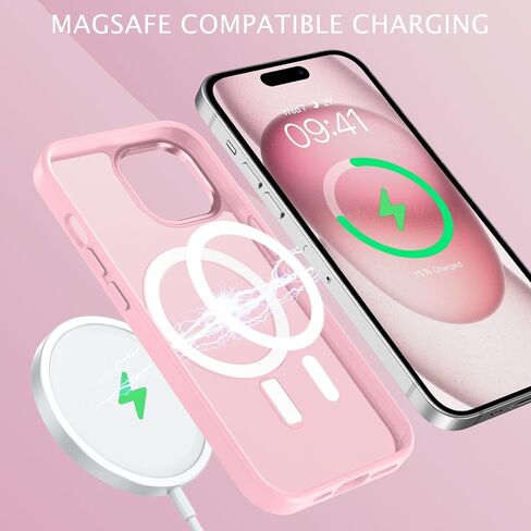 Telaso for iPhone 15 Case, iPhone 15 Phone Case Compatible with Magsafe Translucent Matte Back Soft TPU Bumper Anti-Scratch Military Grade Protective Magnetic iPhone 15 Case for Men, Dark Green in Kuwait