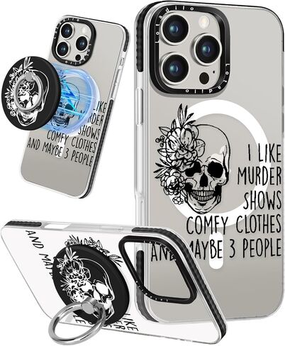 Case for iPhone 16 Pro Max Case Compatible with Magsafe Ring Holder Stand - for Women Blue Flower Design TPU Phone Cover for Girls Girly Funny Fashion in Kuwait