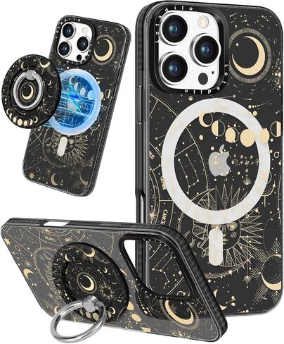 Case for iPhone 16 Pro Max Case Compatible with Magsafe Ring Holder Stand - for Women Blue Flower Design TPU Phone Cover for Girls Girly Funny Fashion in Kuwait