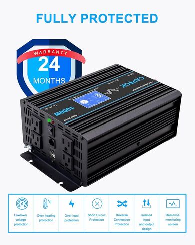 150W Car Power Inverter DC 12V to 110V AC Converter with 3.1A Dual USB Power inverters for Vehicles Camping Accessories in Kuwait