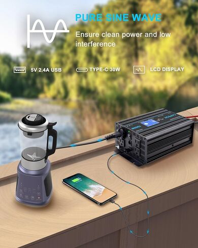 150W Car Power Inverter DC 12V to 110V AC Converter with 3.1A Dual USB Power inverters for Vehicles Camping Accessories in Kuwait