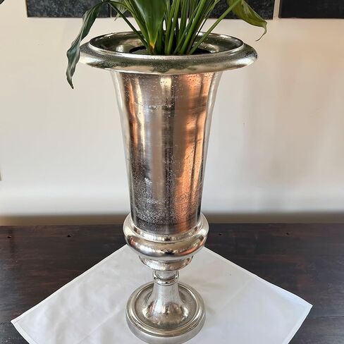 WHW Whole House Worlds Iconic Silver Trophy Floor Vase, Free Standing, Thick Metal, Hand Cast Aluminum, 19 Inches, Modern in Kuwait