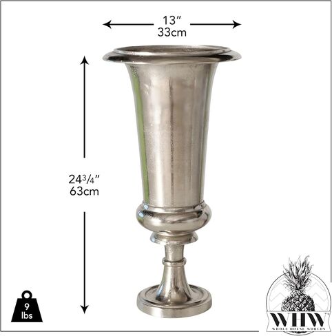 WHW Whole House Worlds Iconic Silver Trophy Floor Vase, Free Standing, Thick Metal, Hand Cast Aluminum, 19 Inches, Modern in Kuwait