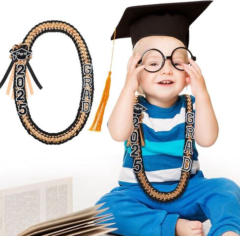 Hotop Grad Leis Class of 2025 Graduation Ribbon Double Braided Necklace Handmade Congrats Graduates Money Leis (Red, Black, White,1 Pcs) in Kuwait