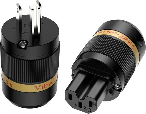 Fiborg HIFI Power Plug ، VM501G+VF501G ، النحاس المطلي بالذهب غير المغنطيسي ، قابس التيار الكهربائي AC ، قابس الطاقة الصوتية ، قذيفة زجاجية الألياف ، قابس الطاقة US HIFI+IEC C15 للموصل in Kuwait