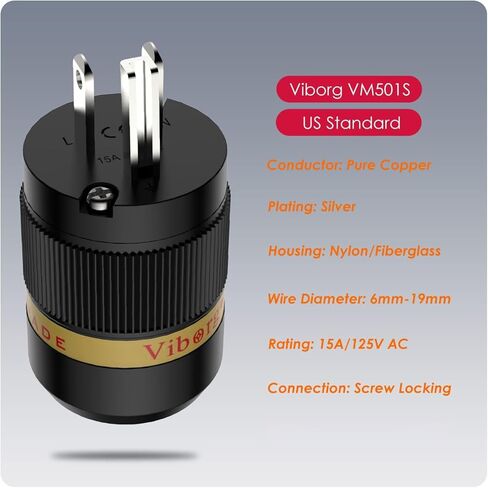 Fiborg HIFI Power Plug ، VM501G+VF501G ، النحاس المطلي بالذهب غير المغنطيسي ، قابس التيار الكهربائي AC ، قابس الطاقة الصوتية ، قذيفة زجاجية الألياف ، قابس الطاقة US HIFI+IEC C15 للموصل in Kuwait