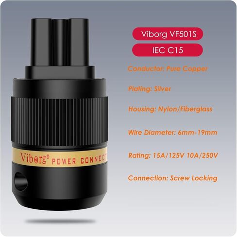 Fiborg HIFI Power Plug ، VM501G+VF501G ، النحاس المطلي بالذهب غير المغنطيسي ، قابس التيار الكهربائي AC ، قابس الطاقة الصوتية ، قذيفة زجاجية الألياف ، قابس الطاقة US HIFI+IEC C15 للموصل in Kuwait