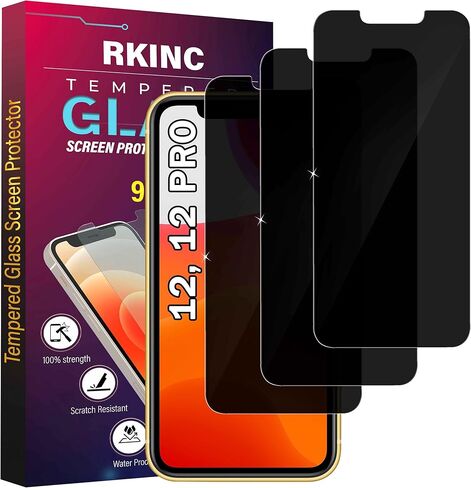 RKINC Screen Protector [3-Pack] for iPhone 12 / iPhone 12 Pro 6.1-Inch, Tempered Glass Film Screen Protector, 0.33mm [LifetimeWarranty][Bubble-Free][Anti-Scratch][Anti-Shatter] in Kuwait