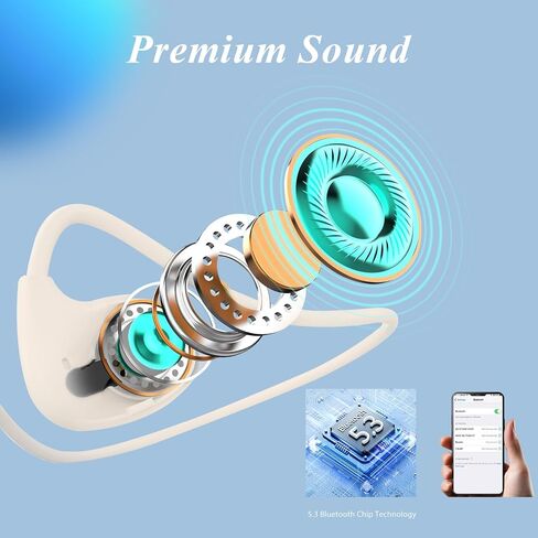 Open Ear Headphones, Bluetooth 5.3 Air Conduction Sport Headphones, IPX6 Waterproof, Lightweight 20g Wireless Earphones with Premium Sound & Clear Calls for Running, Cycling & Workouts (Skin) in Saudi Arabia