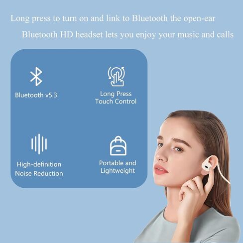 Open Ear Headphones, Bluetooth 5.3 Air Conduction Sport Headphones, IPX6 Waterproof, Lightweight 20g Wireless Earphones with Premium Sound & Clear Calls for Running, Cycling & Workouts (Skin) in Saudi Arabia