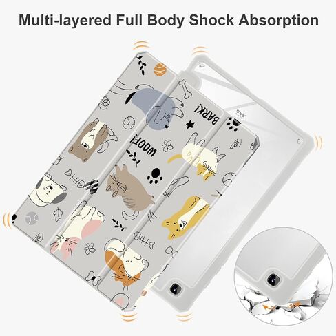 Batianda Hybrid Case for Samsung Galaxy Tab S6 Lite 10.4 inch 2022/2020 Model (SM-P610/P613/P615/P619) with S Pen Holder Shockproof Cover with Clear Back Shell TPU Bumper Auto Sleep/Wake, Golden Lotus in Kuwait